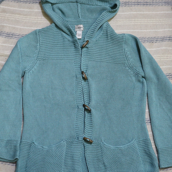Vtg CHICOS Toggle Button Knit Hooded Sweater - Picture 3 of 8